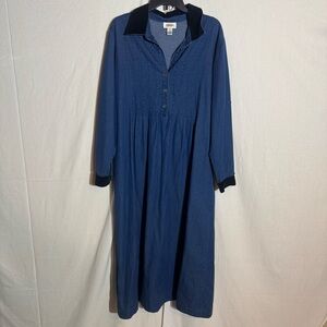 Vintage Talbots // denim long sleeves corduroy collar maxi dress size 18 dc1